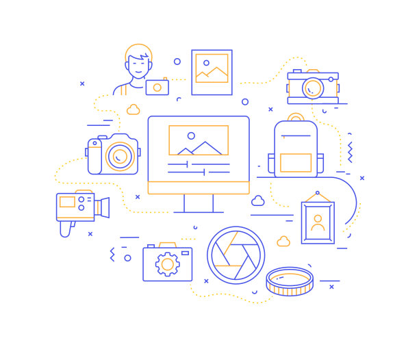 为网页，标题，宣传册，年度报告和书籍封面的摄影相关线风格横幅设计图片下载