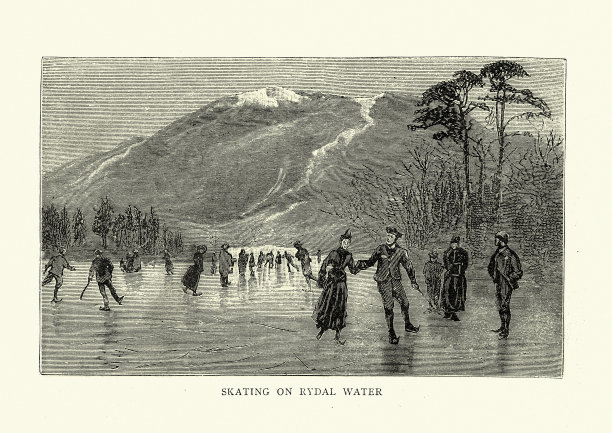在Rydal水上滑冰，19世纪图片下载