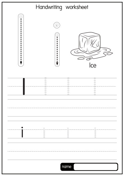矢量说明冰与字母I大写字母或大写字母的儿童学习练习ABC图片下载