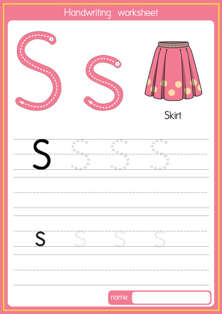 矢量插图裙与字母S大写字母或大写字母的儿童学习练习ABC图片下载
