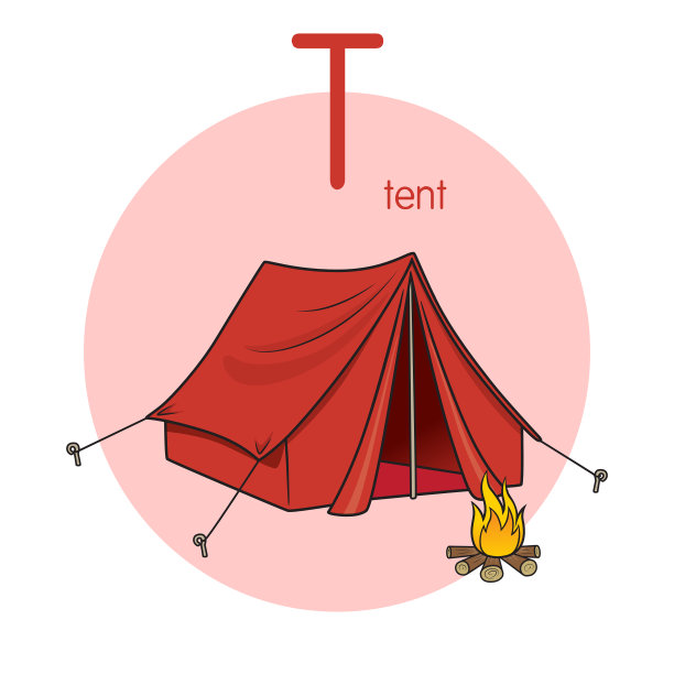 矢量说明帐篷与字母T大写字母或大写字母的儿童学习练习ABC图片下载