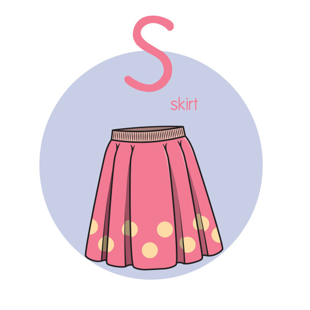 矢量插图裙与字母S大写字母或大写字母的儿童学习练习ABC图片下载