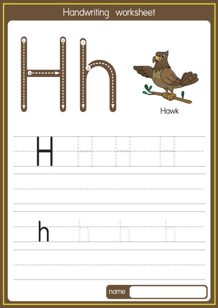 矢量说明霍克与字母H大写字母或大写字母的儿童学习练习ABC图片下载