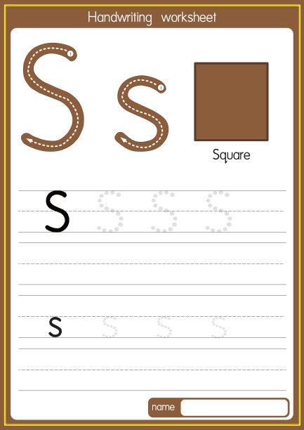 矢量说明正方形与字母S大写字母或大写字母的儿童学习练习ABC图片下载