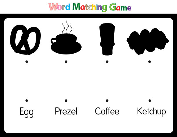 教育插图匹配的词语为幼儿。学习单词搭配图片。如食品类别所示图片下载