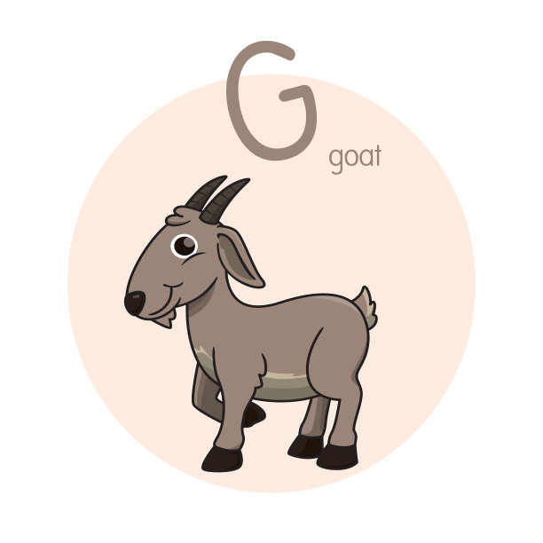 矢量山羊插图与字母G大写字母或大写字母的儿童学习练习ABC图片下载