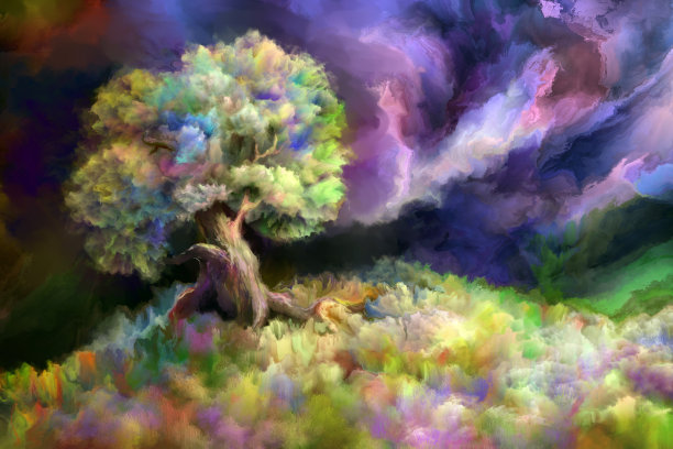 魔法橡树，童话插图图片下载