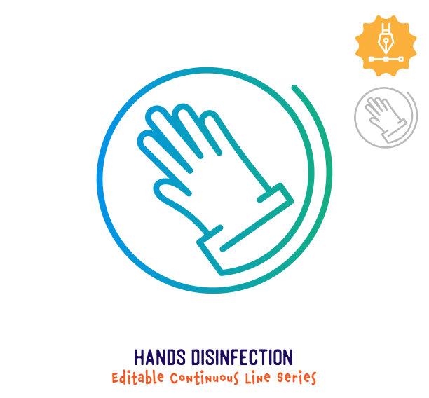 手消毒连续线可编辑的笔触图标图片下载