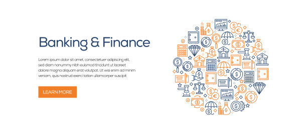 银行和金融横幅模板与线图标。现代矢量插图广告，标题，网站。图片下载