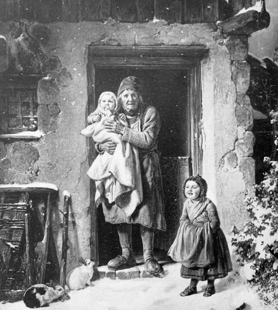 农舍周围的初雪图片下载