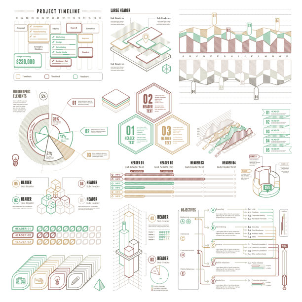 线UI信息图元素-完整的集合图片下载