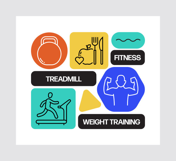 健身和锻炼概念，线条风格矢量插图图片下载