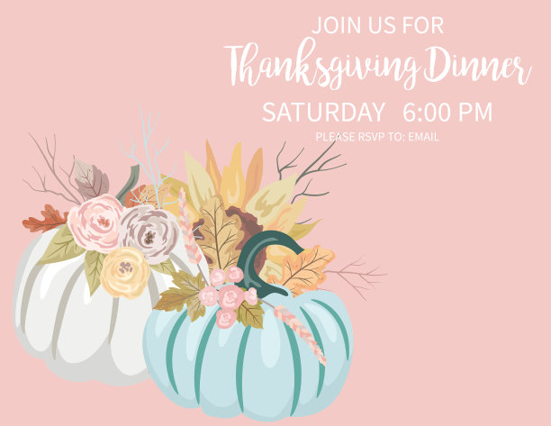 漂亮的蜡笔秋天南瓜邀请模板图片下载