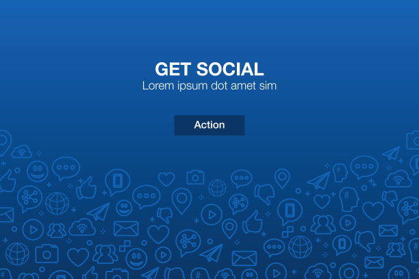 社交媒体图标马赛克背景与呼吁行动图片下载