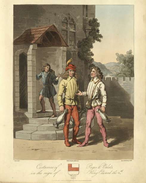 中世纪时尚，爱德华四世的侍从和随从，1475年图片下载