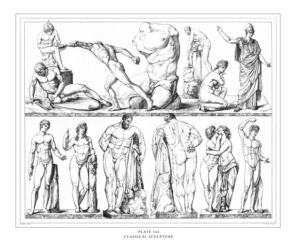 古典雕塑、版画、古董插图，1851年出版图片下载