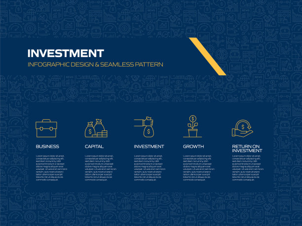 投资相关流程信息图模板。过程时间图。使用线性图标的工作流布局图片下载