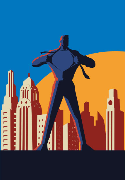 向量超级英雄转换复古海报图片下载