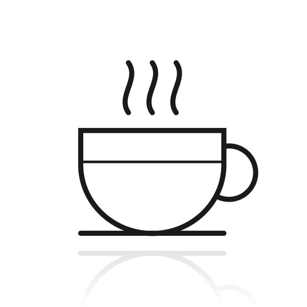 热饮。白色背景上反射的图标图片下载