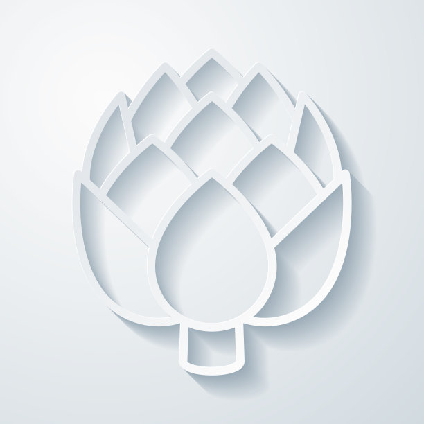 洋蓟。在空白背景上具有剪纸效果的图标图片下载