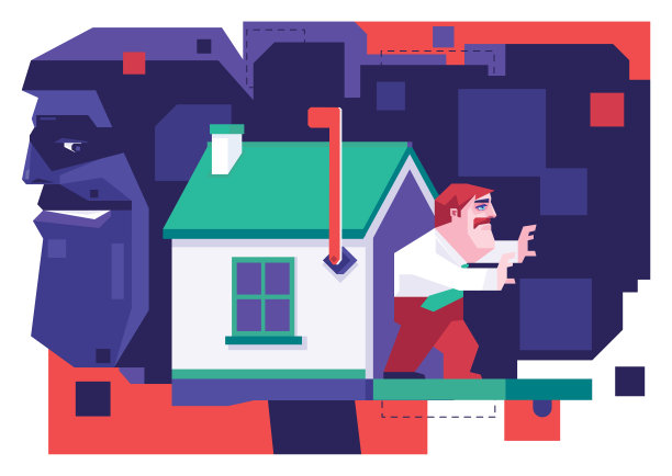 商人搜索邮箱房子和骗子躲藏图片下载