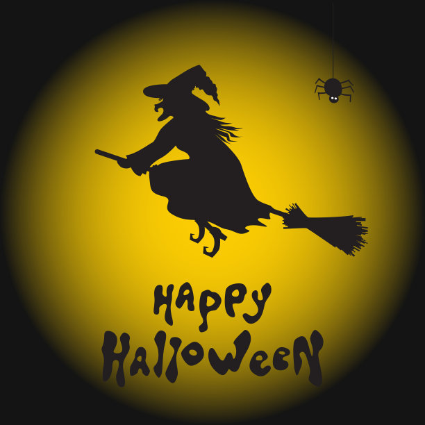 万圣节的女巫蜘蛛和月亮图片下载