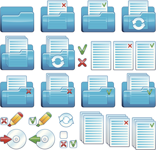 文件和文件夹图标集(矢量)图片下载