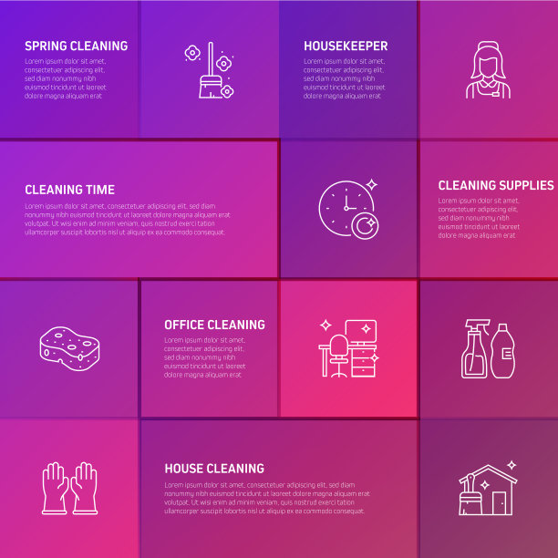 清洁相关流程信息图模板。过程时间图。使用线性图标的工作流布局图片下载