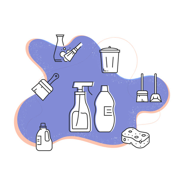 清洁相关的现代线条风格矢量插图图片下载