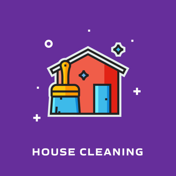 家居清洁直线图标。向量符号说明。图片下载