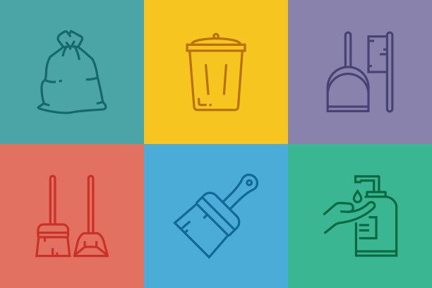 清洗相关的线条图标。向量符号说明。图片下载