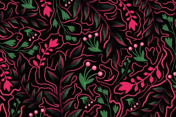 黑色背景上的郁金香图案图片下载