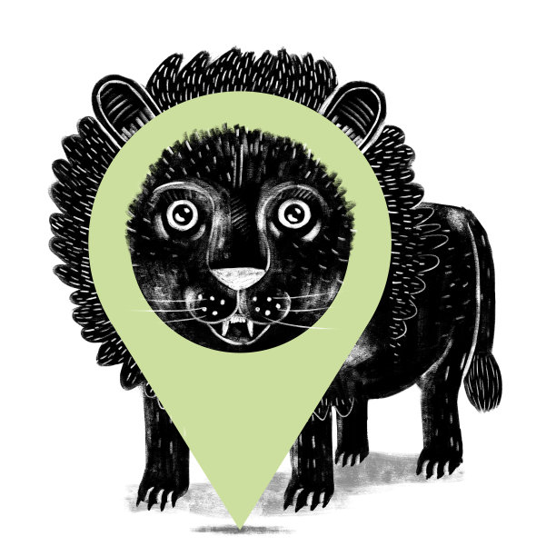 可爱的狮子和别针-插图图片下载