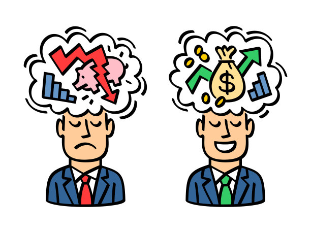 商人的恐惧和梦想。涂鸦风格矢量插图图片下载