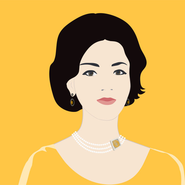 一个戴着珍珠项链的中年妇女的复古肖像图片下载