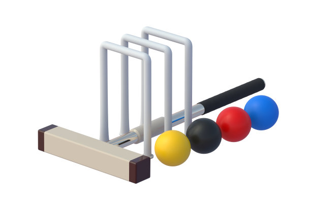 在白色背景上孤立的槌球配件。传统的英国游戏。三维渲染图片下载