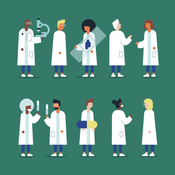 多样化全长医疗保健工作者全彩色矢量插图集图片下载