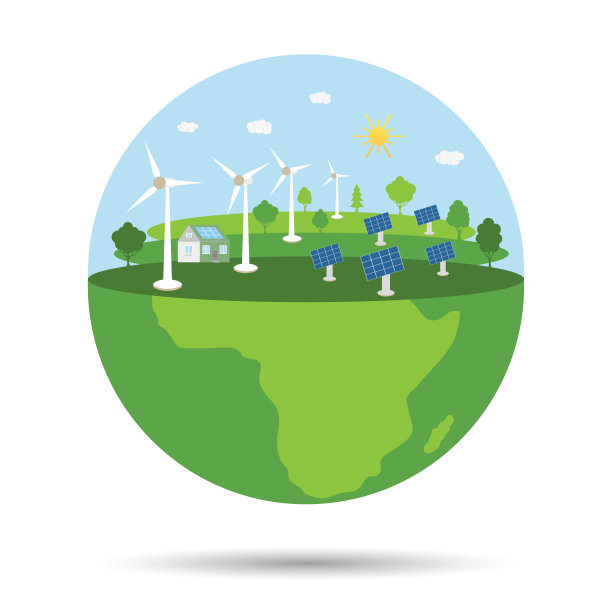 生态住宅，环境保护。地球的概念。拥有可再生能源的智能住宅。地球日。认为绿色。图片下载