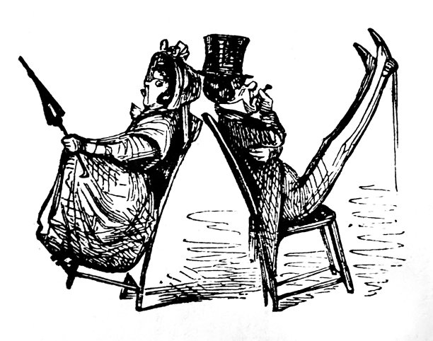 一对情侣背对背坐在倾斜的椅子上图片下载