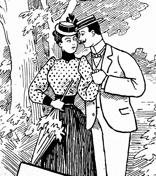 一对恩爱夫妻在花园里，男人牵着他妻子的手，正面图片下载