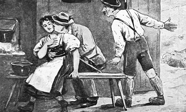 假日狂欢，男人亲吻女佣图片下载