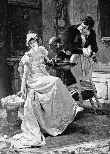 一对年轻夫妇在客厅聊天图片下载