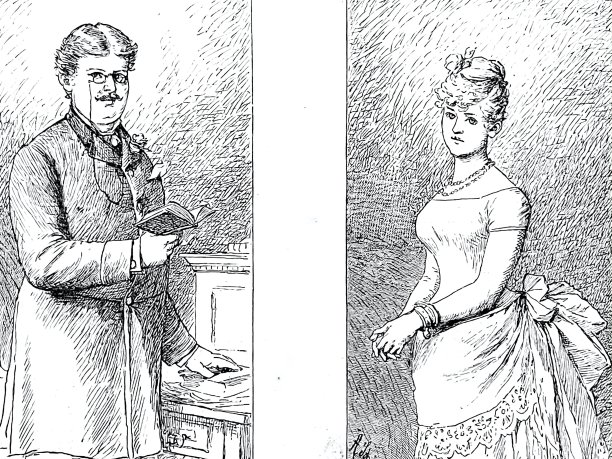 夫妇肖像，中年，他拿着一本书图片下载