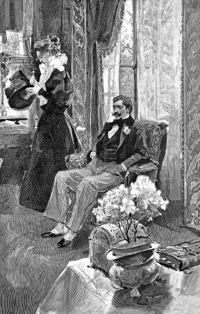 一对夫妇在客厅里- 1896年图片下载