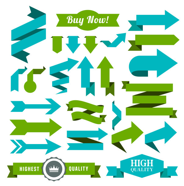 一套丝带，徽章和箭图片下载