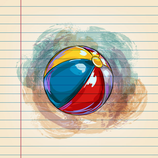 在横格纸上画沙滩球图片下载