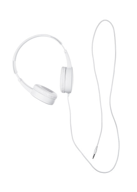 耳机与电缆近距离隔离在白色背景图片下载