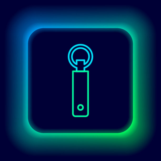 发光的霓虹灯线开瓶器图标孤立上图片下载