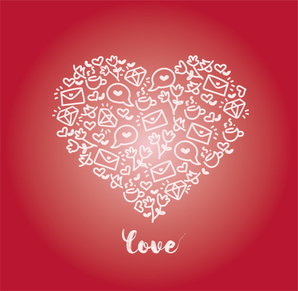 漂亮的情人心与可爱的小图标图片下载