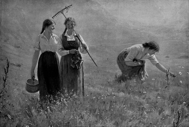 《挪威的夏日》，汉斯·达尔绘画，19世纪图片下载